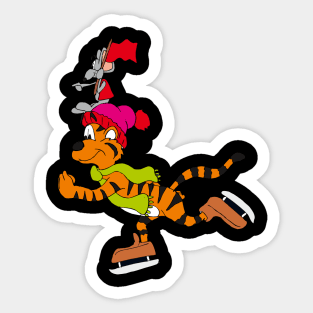 tiger and mouse skating Sticker